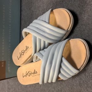 Lifestride Panama Slide Sandal, Womens 6.5W, Pearl Blue NWT